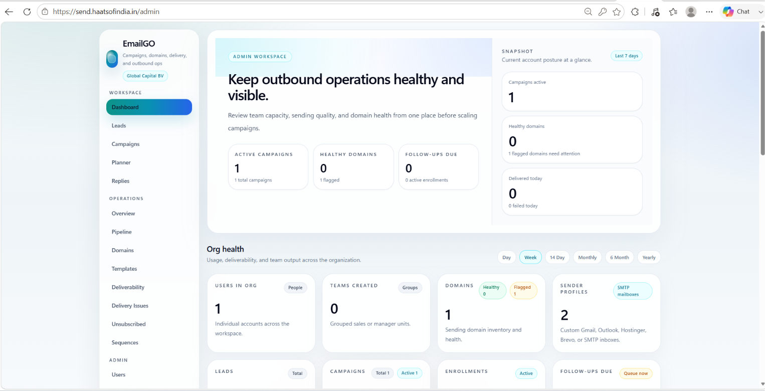 EmailGO homepage preview