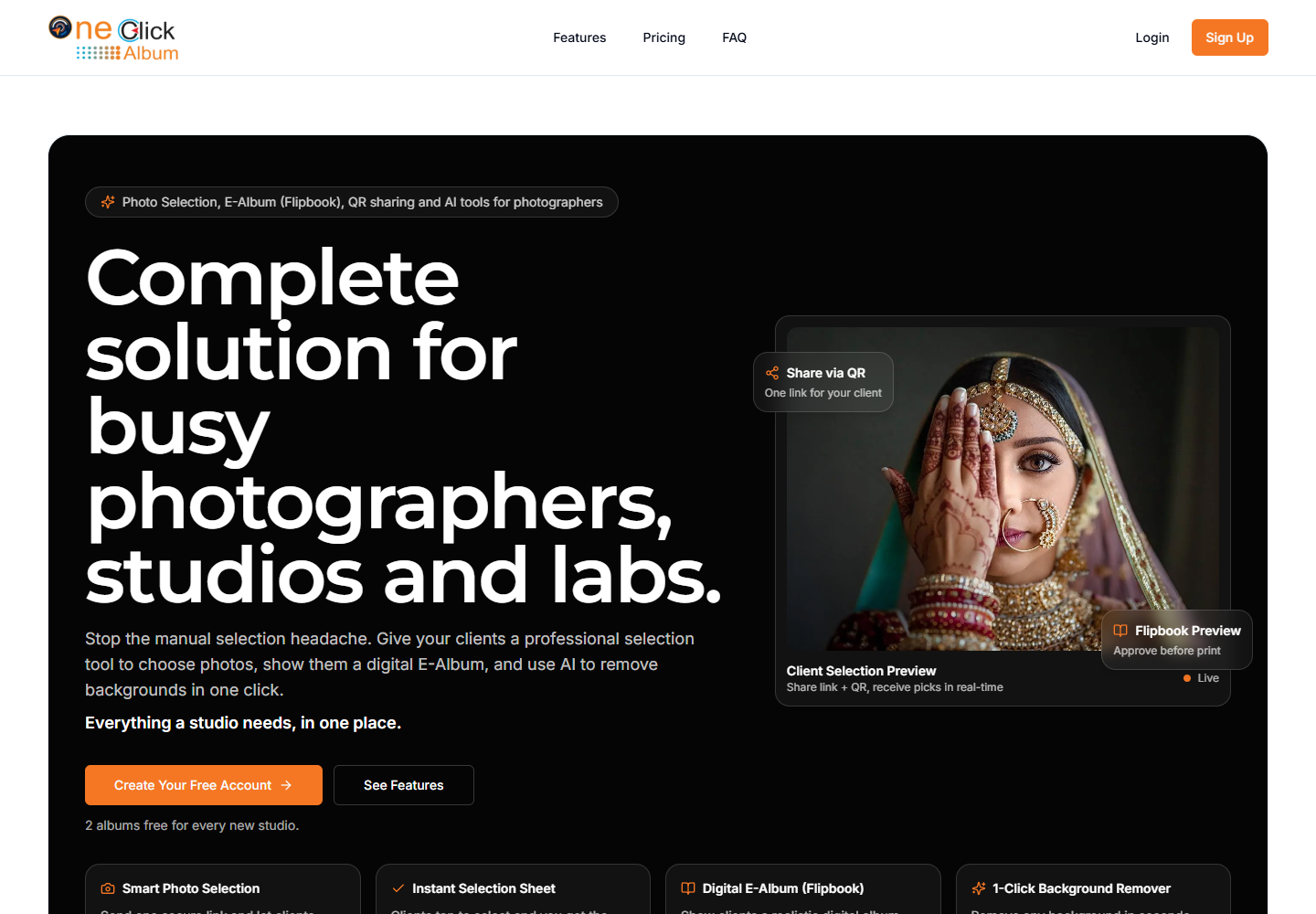 OneClick Photo Selection homepage preview
