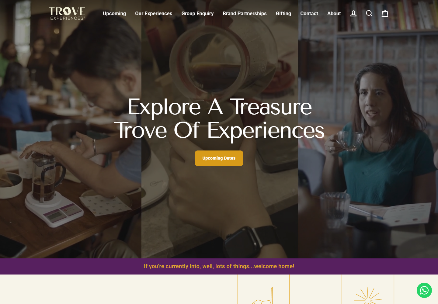 Trove Experiences homepage preview
